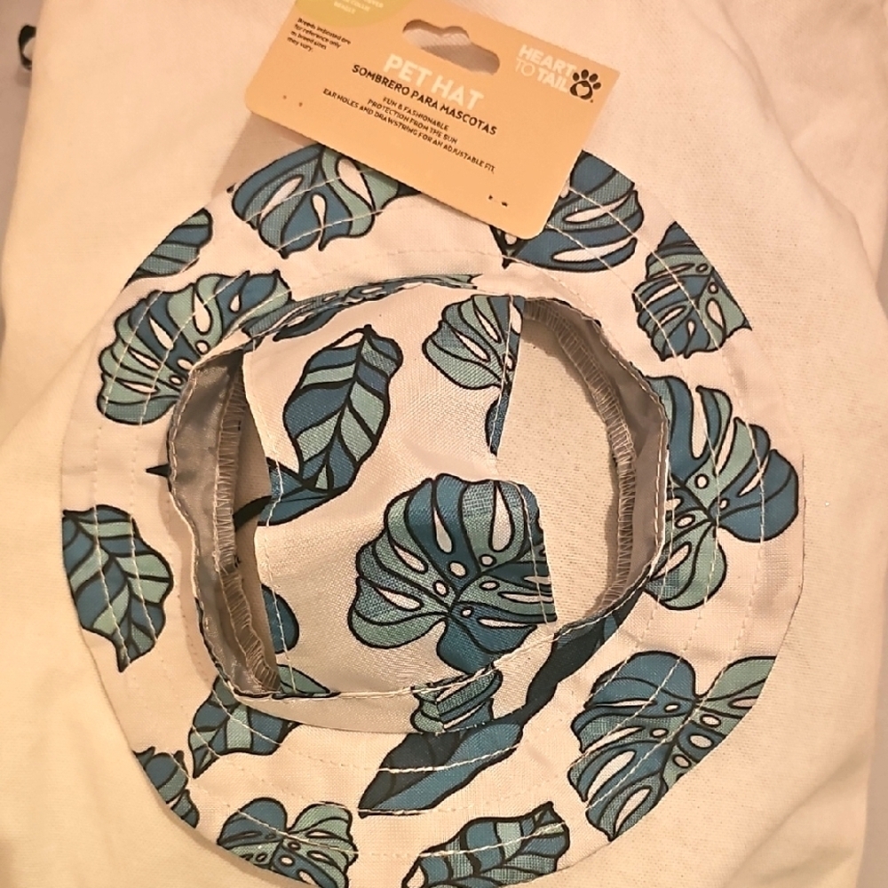 Aldi Pet Summer Monstera Leaves Pet Hat Size M/L